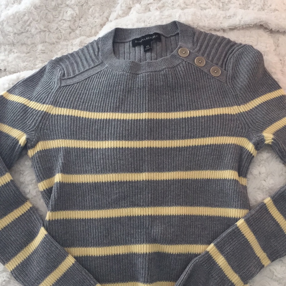 Gray and yellow stripped sweater